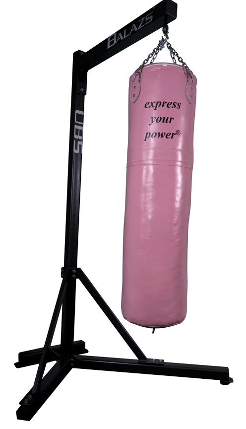 The original heavy-bag stand that started Express Your Power, built as a practical solution for strength training.